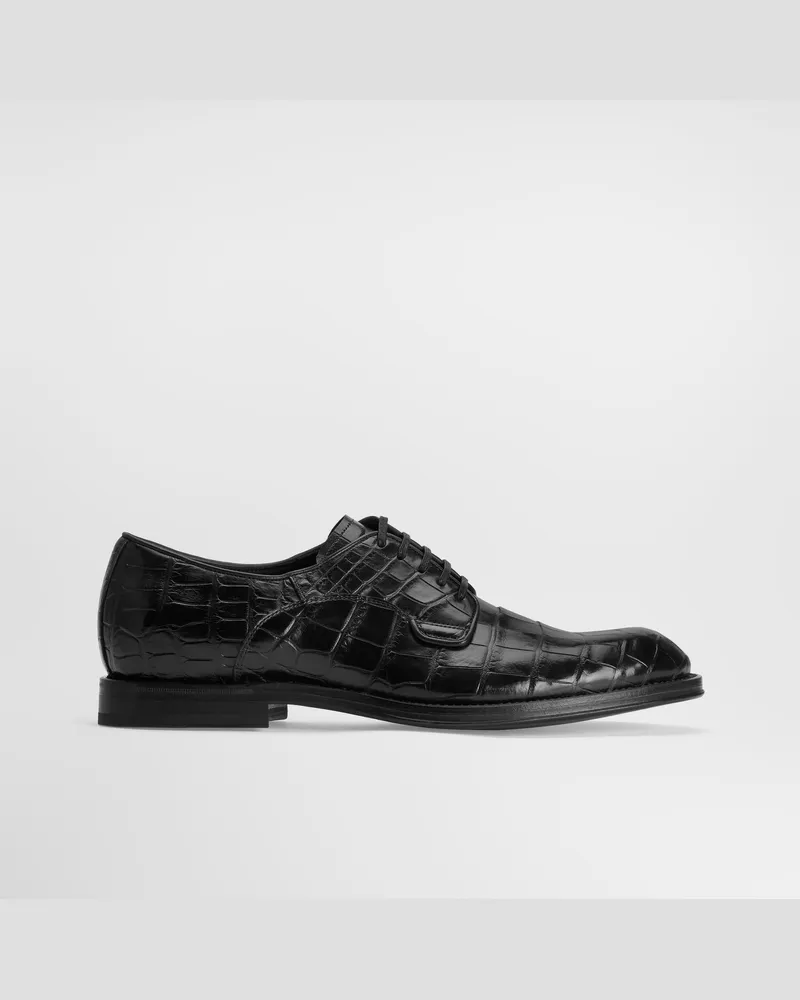 Dolce & Gabbana Derbyschuhe Aus Alligatorleder - Mann Schnürschuhe Schwarz Schwarz