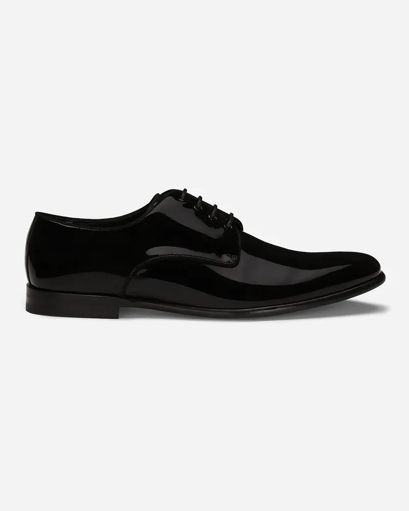 Dolce & Gabbana Calfskin Derby Shoes - Mann Schnürschuhe Schwarz Leder Schwarz