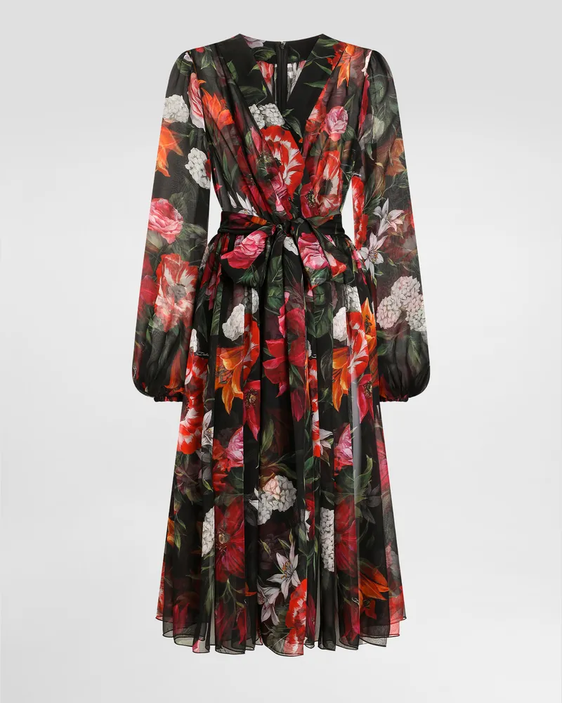 Dolce & Gabbana Chiffonkleid Mit Blumenprint - Frau Kleider Drucken Drucken
