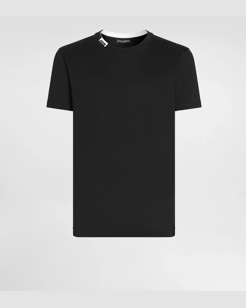Dolce & Gabbana T-shirt Aus Jersey - Mann T-shirts Und Polos Blau Baumwolle Blau