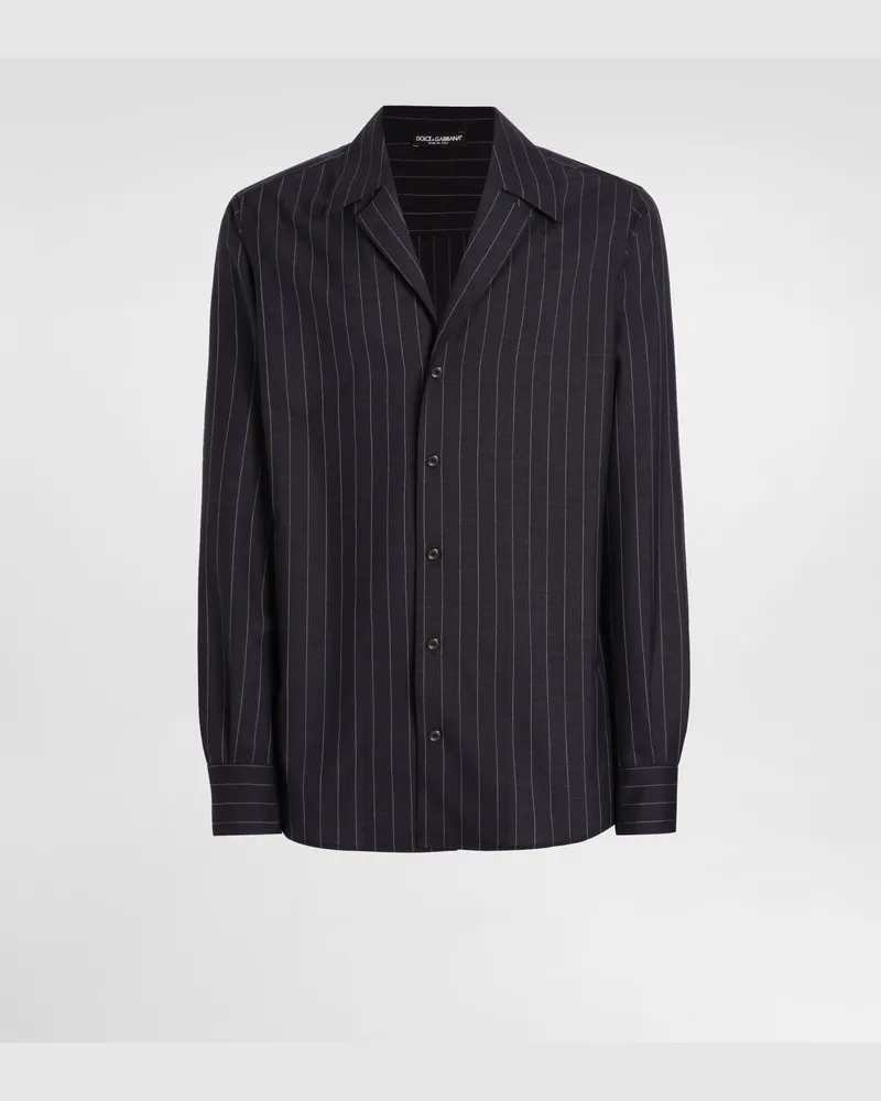 Dolce & Gabbana Pinstripe Wool Shirt - Mann Hemden Mehrfarbig Multicolor