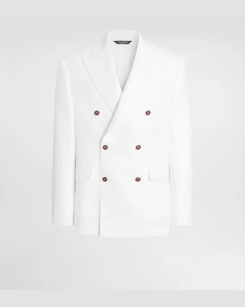 Dolce & Gabbana Jacke Sicilia Light Aus Leinen Mit Doppelreiher - Mann Anzüge Und Blazer Wei Weiss