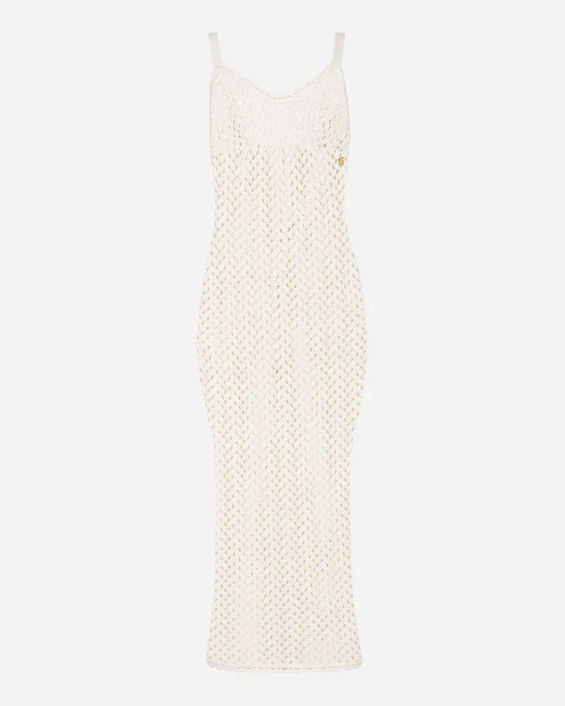 Dolce & Gabbana Slip Dress Gehäkelt - Frau Kleider Wei� Viskose Weiss