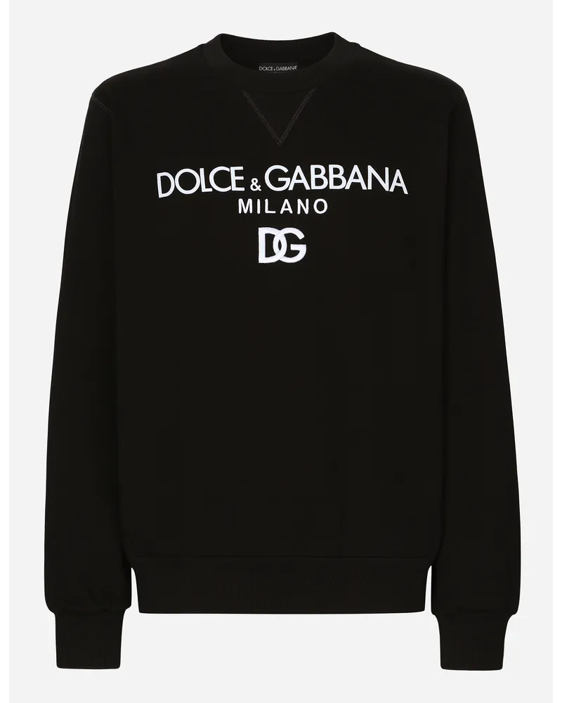 Dolce & Gabbana Jersey-Sweatshirt mit DG-Stickerei Schwarz