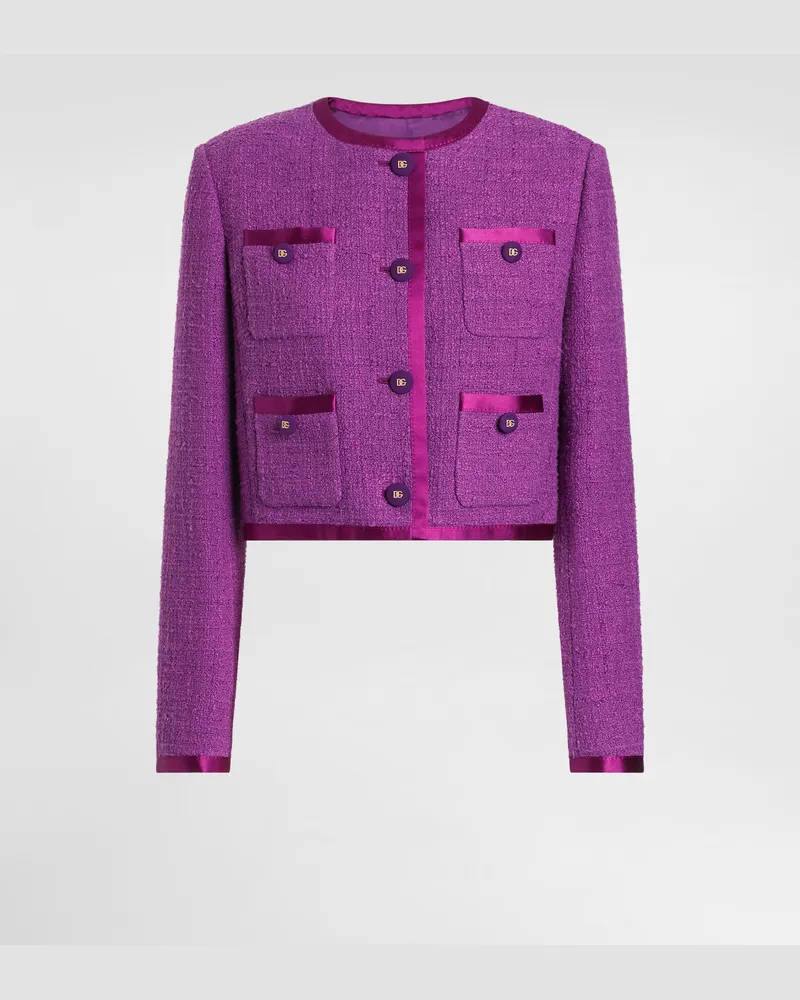 Dolce & Gabbana Einreihige Jacke Aus Raschel-tweed - Frau Mäntel Und Jacken Violett Violett