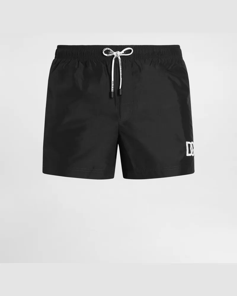 Dolce & Gabbana Kurze Badeshorts Dg-patch - Mann Beachwear Schwarz Stoff Schwarz