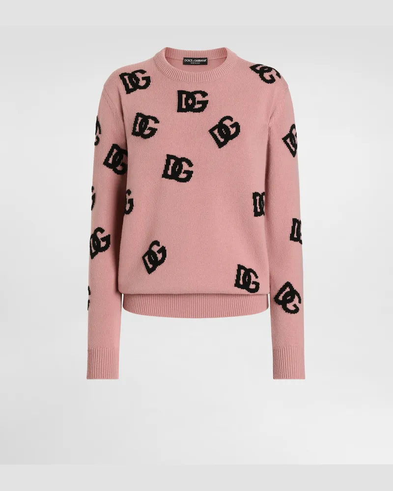 Dolce & Gabbana Wollpullover Mit Dg-intarsienlogo - Frau Strickwaren Rosa Rosa