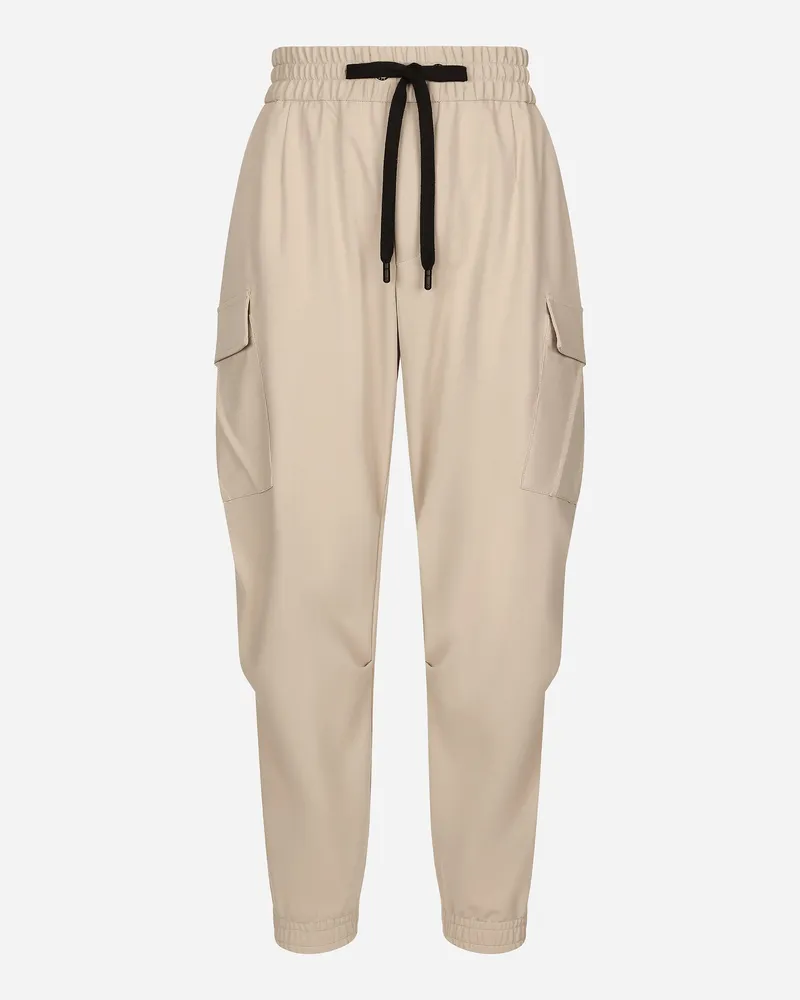 Dolce & Gabbana Cargohose Aus Baumwollstretch Mit Plakette - Mann Hosen Und Shorts Beige Beige