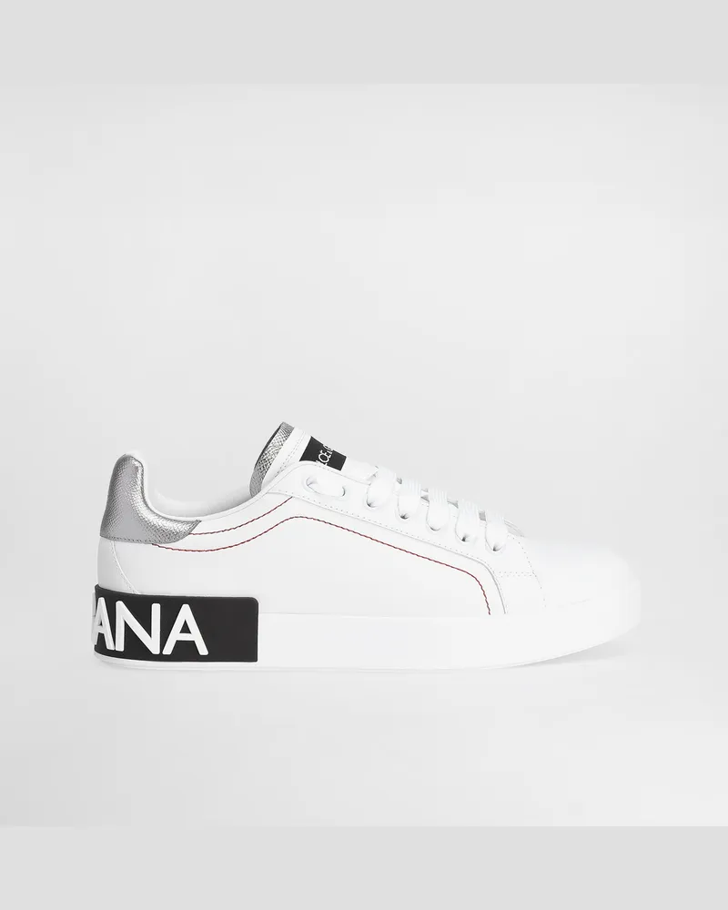 Dolce & Gabbana Portofino Sneakers Aus Kalbsnappaleder - Frau Sneakers Wei� Leder Weiß