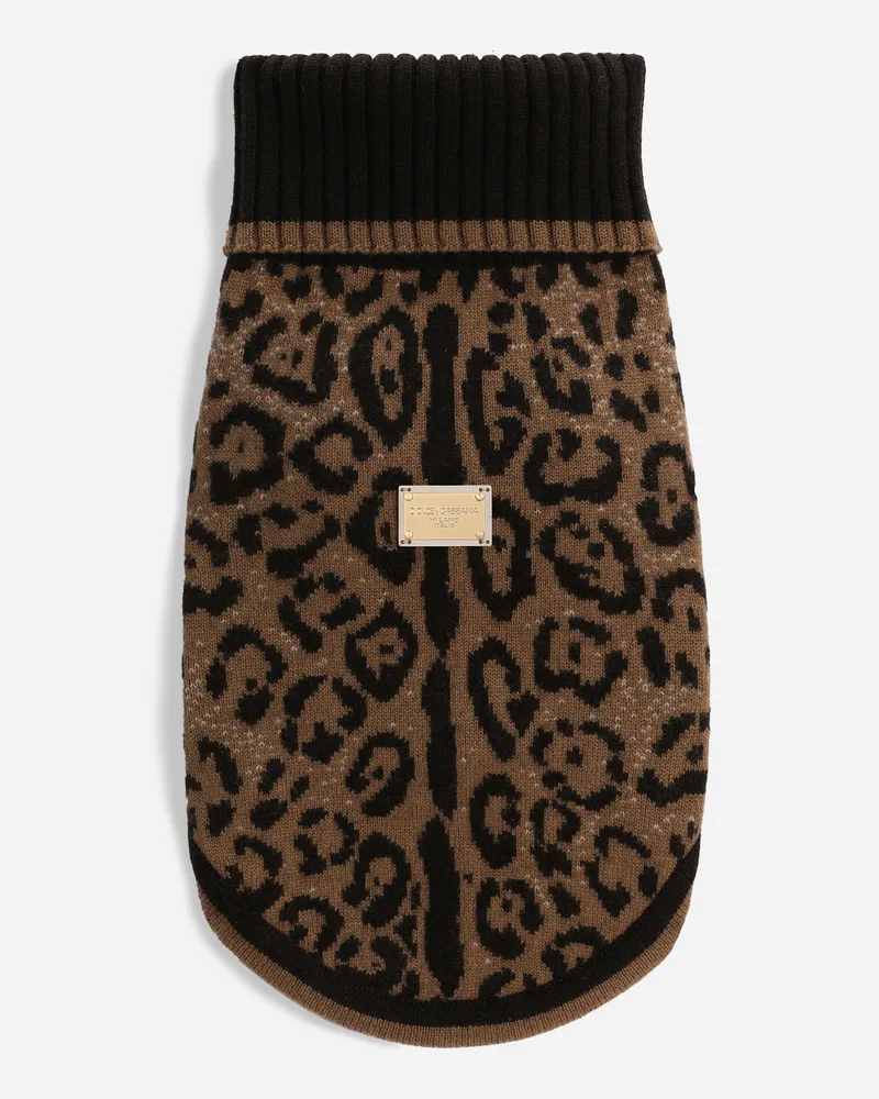 Dolce & Gabbana Wollpullover Für Hunde - Mann Accessoires Für Hunde Animalprint Drucken