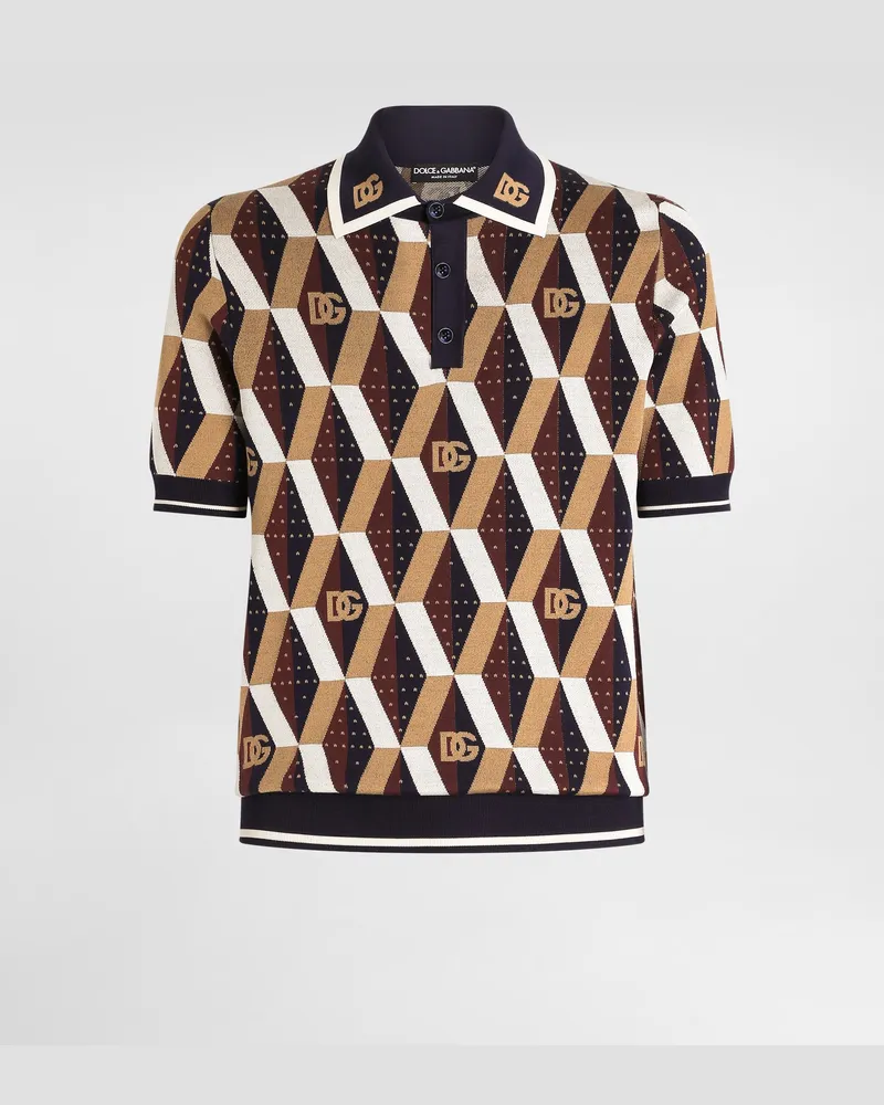 Dolce & Gabbana Silk Jacquard Polo Shirt - Mann Strickwaren Multicolor Multicolor