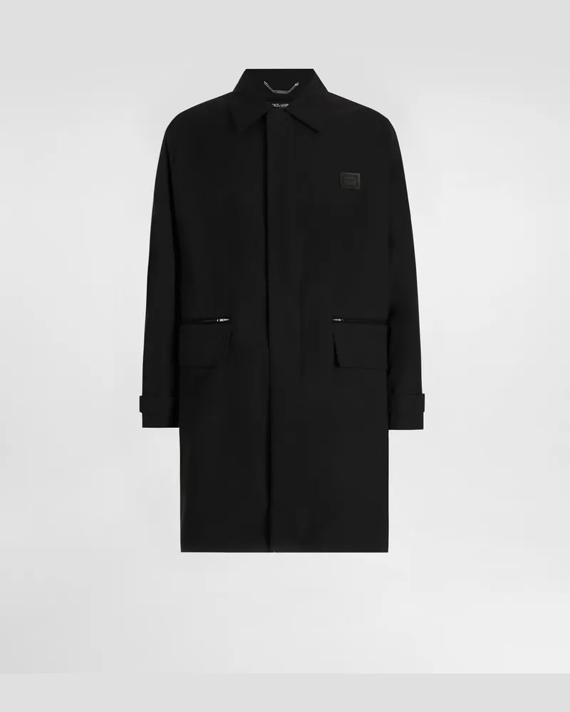Dolce & Gabbana Einreihiger Trenchcoat Aus Nylon In Leinwandbindung - Mann Mäntel Und Jacken Schwarz Schwarz