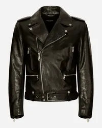 Dolce & Gabbana Bikerjacke aus Leder mit Gürtel Schwarz