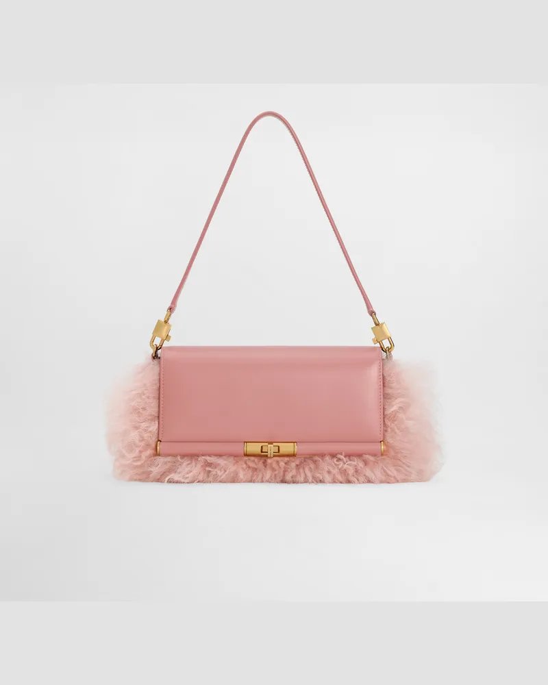 Dolce & Gabbana Marlene Shearling And Palmellato Calfskin Shoulder Bag - Frau Collection Mehrfarbig Mehrfarbig