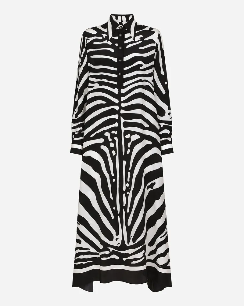 Dolce & Gabbana Kaftan Aus Crêpe De Chine Zebraprint - Frau Kleider Mehrfarbig Mehrfarbig