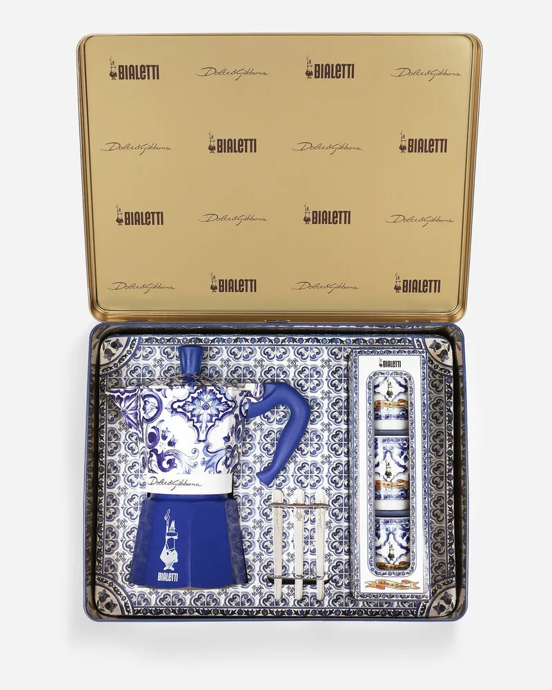 Dolce & Gabbana Box Große Espressokanne + 3 Porzellanbecher & 3 Silberne Rührstäbchen Bialetti - Accessoires Mehrfarbig Mehrfarbig