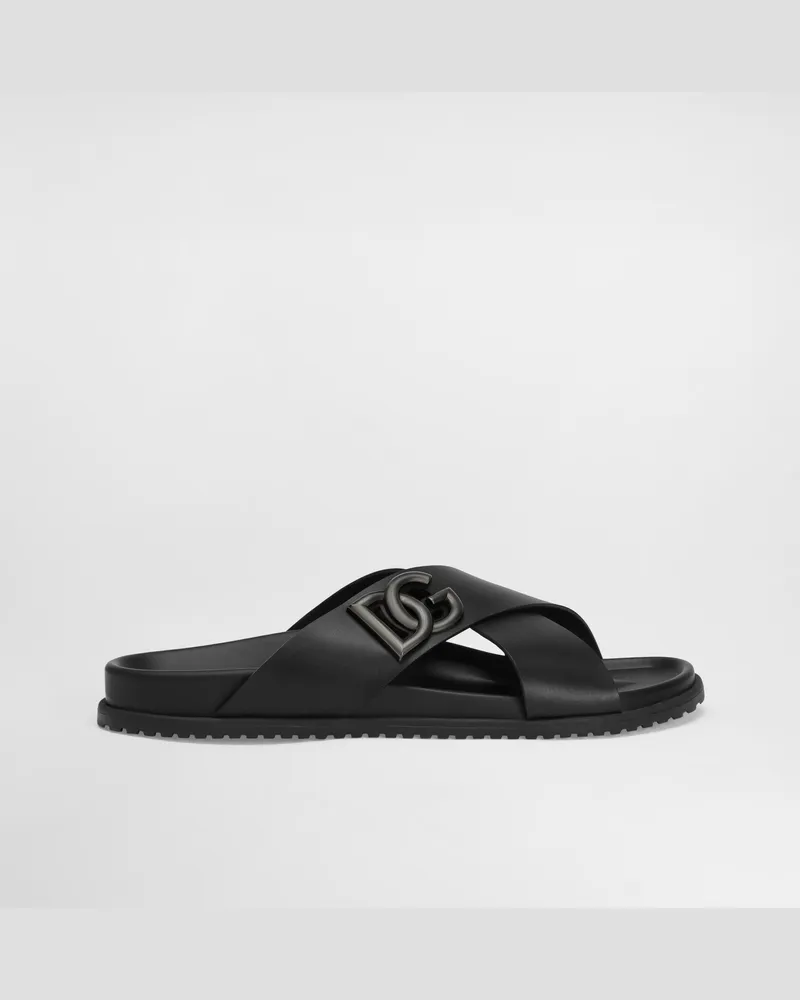 Dolce & Gabbana Calfskin Sandal - Mann Sandalen Und Slides Schwarz Black