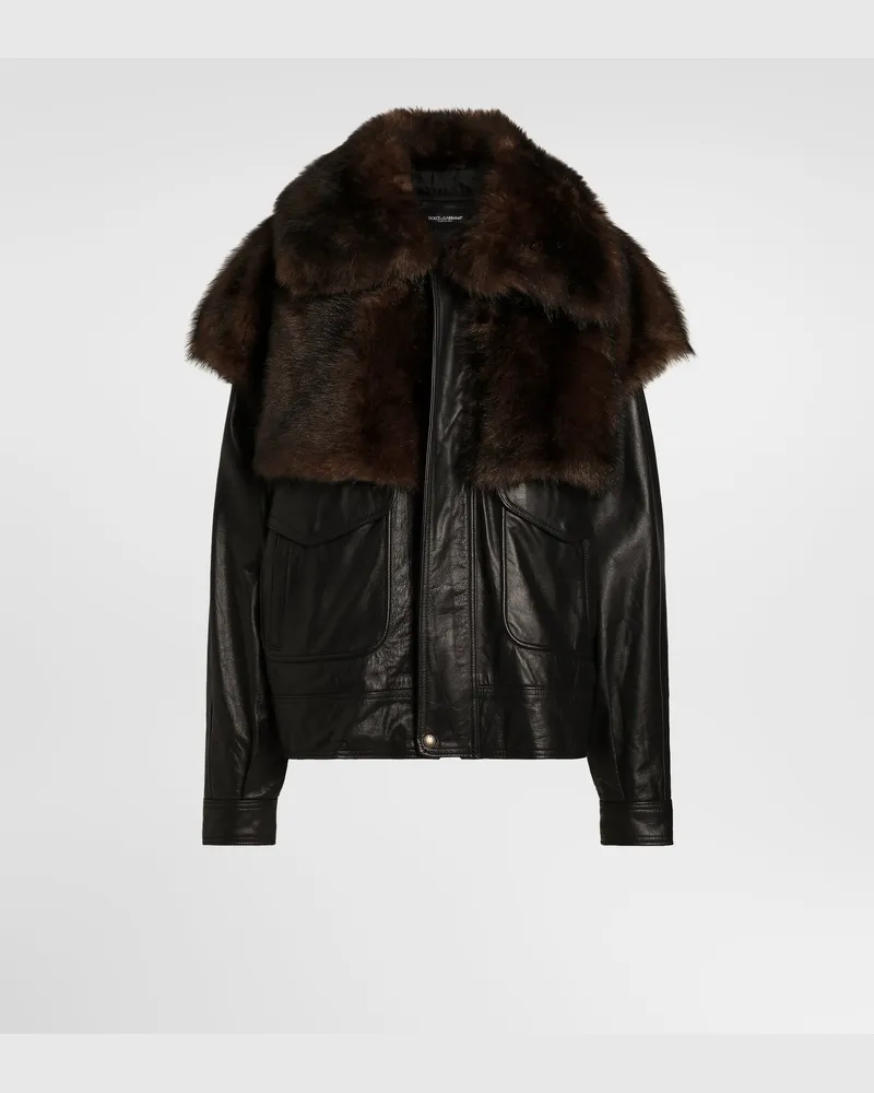 Dolce & Gabbana Lederjacke - Frau Collection Schwarz Schwarz