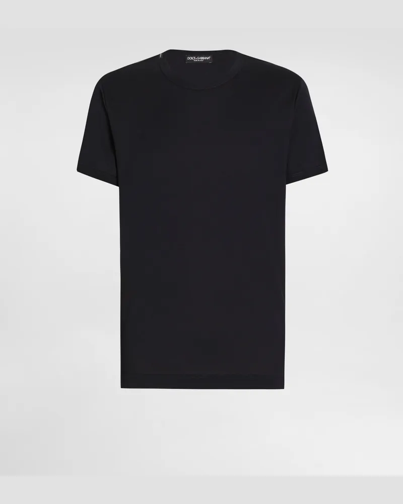 Dolce & Gabbana Cotton T-shirt With Logo - Mann T-shirts Und Polos Blau Blue