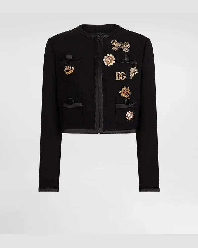 Dolce & Gabbana Jacke Aus Doppelkrepp Aus Wolle - Frau Mäntel Und Jacken Schwarz Schwarz