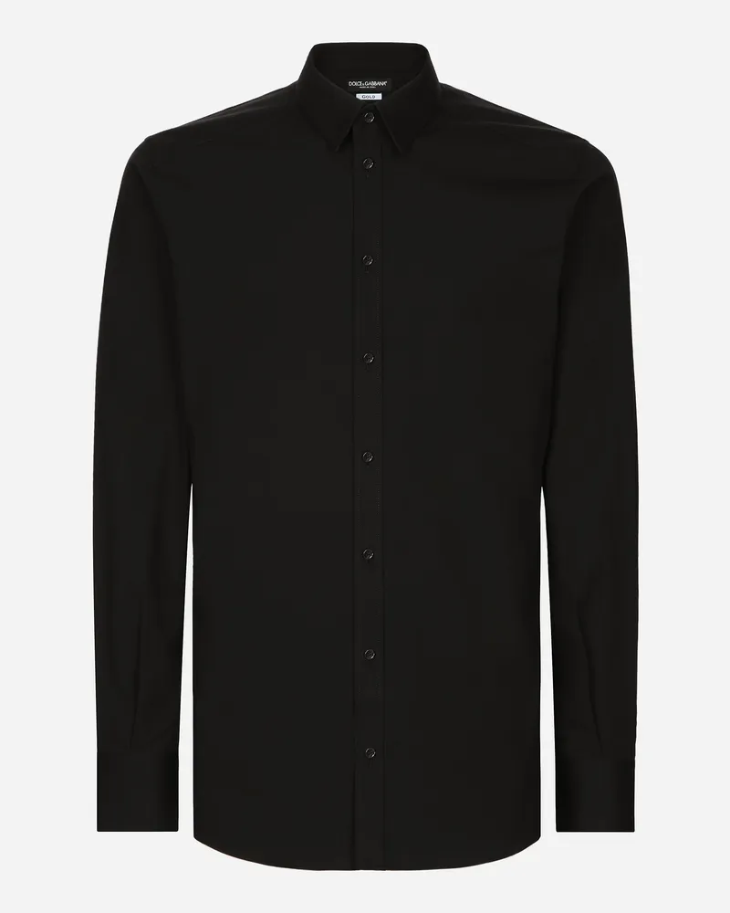 Dolce & Gabbana Hemd Gold Aus Popeline Mit Stretchanteil - Mann Hemden Schwarz Schwarz