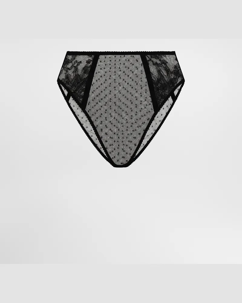 Dolce & Gabbana High-waisted Lace Briefs - Frau Unterwäsche Schwarz Schwarz