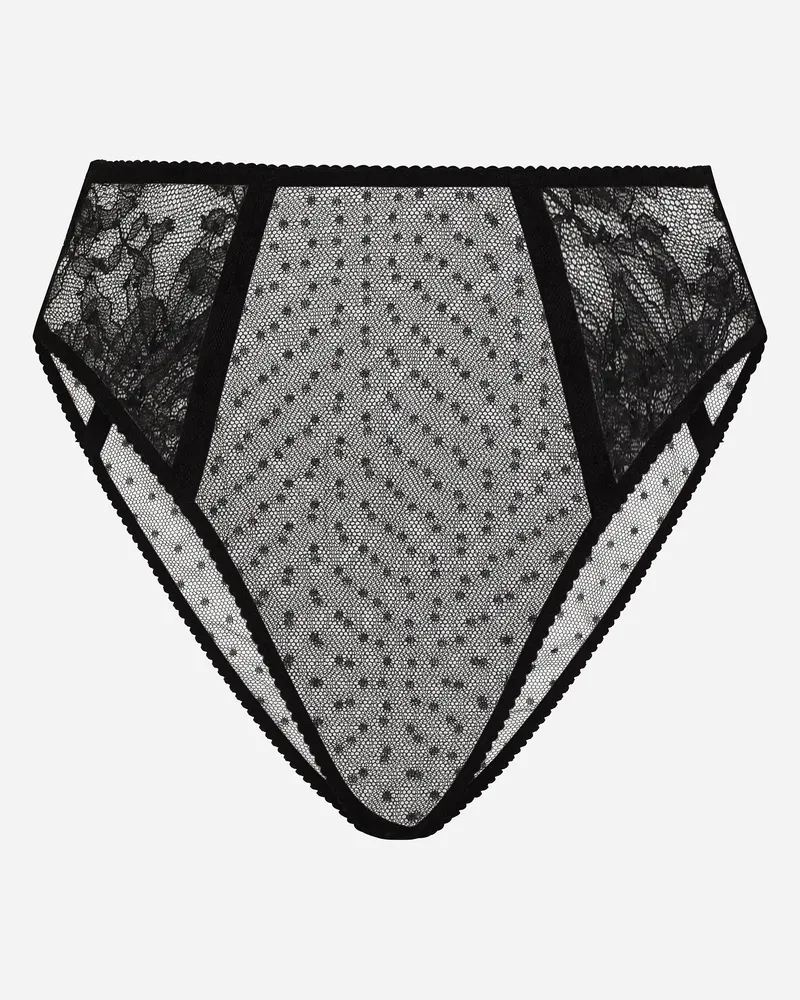 Dolce & Gabbana High-waisted Lace Briefs - Frau Unterwäsche Schwarz Schwarz