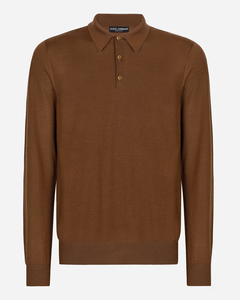 Dolce & Gabbana Poloshirt Aus Feinstem Kaschmir - Mann Strickwaren Braun Kaschmir Braun