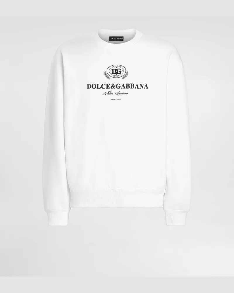 Dolce & Gabbana Rundhals-sweatshirt Mit Print Und Stickerei - Mann Sweatshirts Wei Weiss
