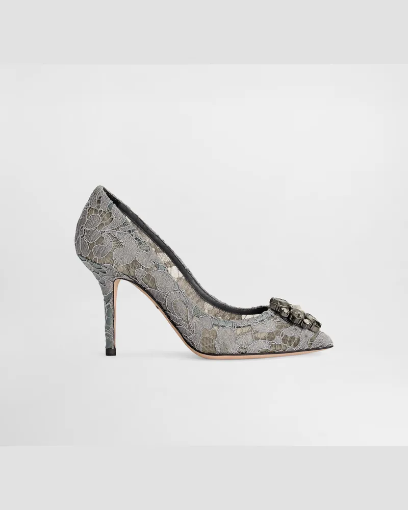 Dolce & Gabbana Pump In Taormina Lace With Crystals - Frau Pumps Und Slingbacks Grau Spitze Grau