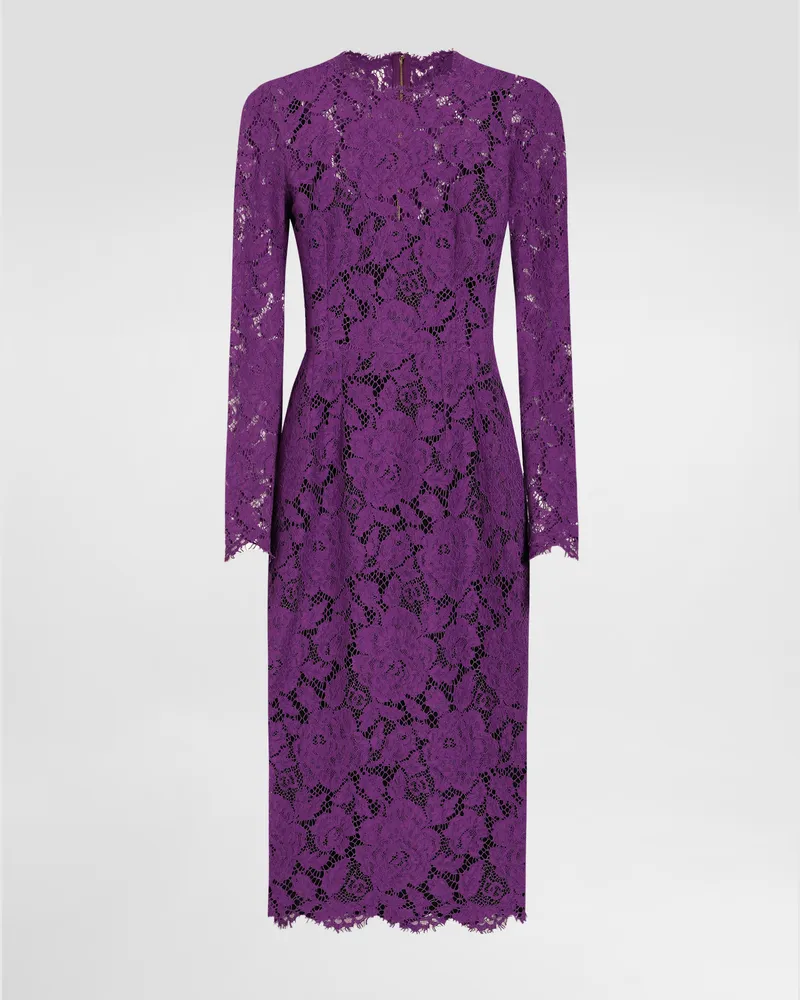 Dolce & Gabbana Cordonetto Lace Sheath Dress - Frau Kleider Purple Purple