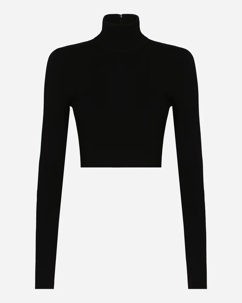 Dolce & Gabbana Cropped-pullover Mit Hohem Kragen - Frau Strickwaren Schwarz Viskose Schwarz