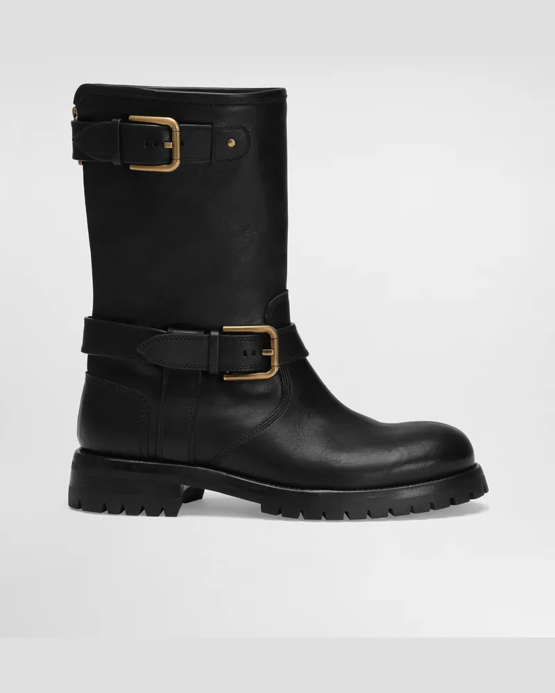 Dolce & Gabbana Bikerstiefel Aus Leder - Frau Stiefel Und Siefeletten Schwarz Schwarz