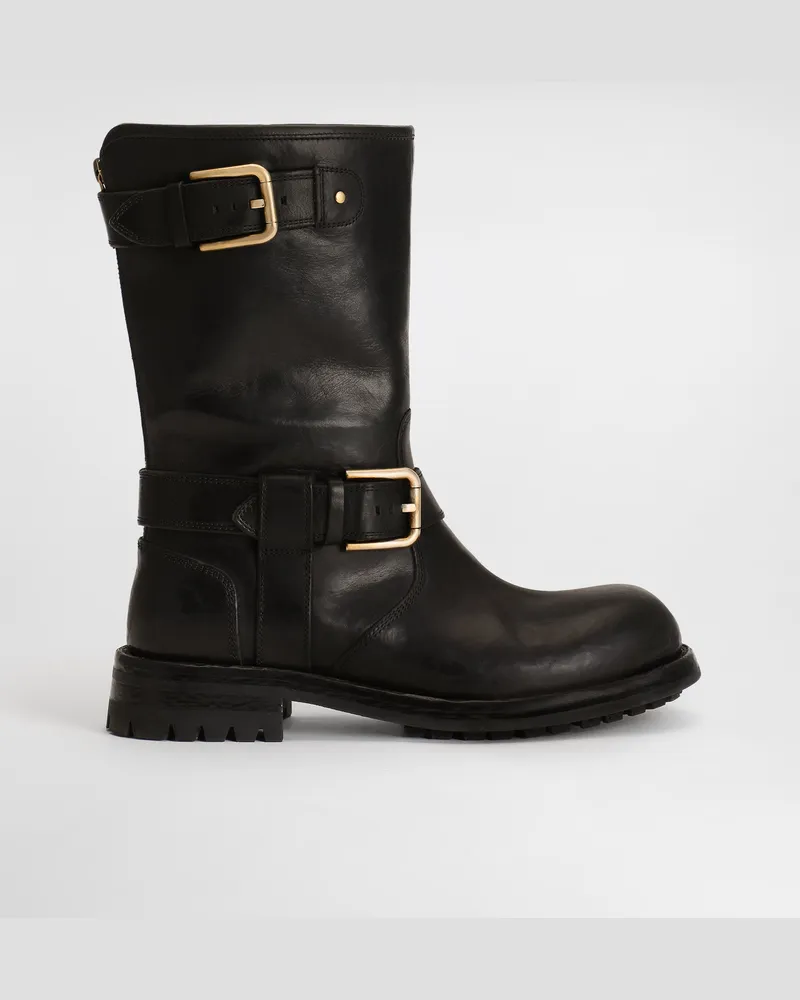 Dolce & Gabbana Bikerstiefel Aus Leder - Frau Stiefel Und Siefeletten Schwarz Schwarz