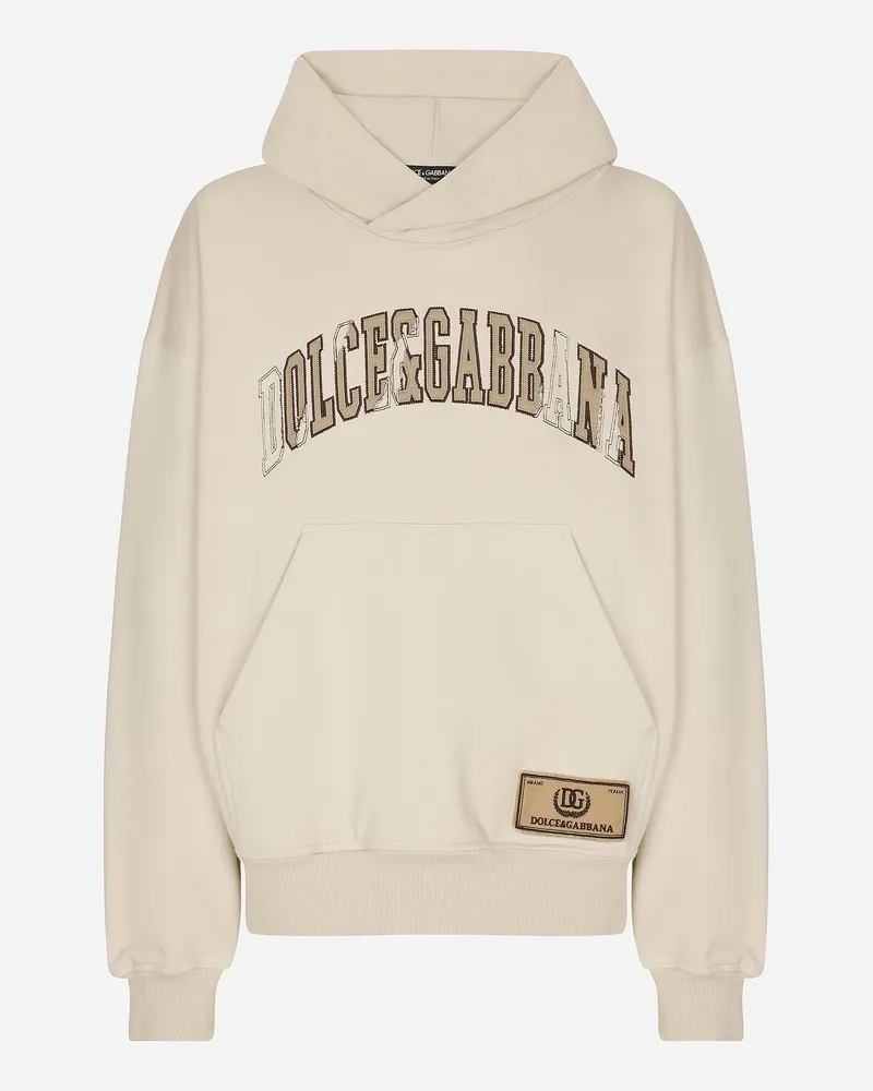 Dolce & Gabbana Kapuzensweatshirt Dolce&Gabbana-Stickerei Beige