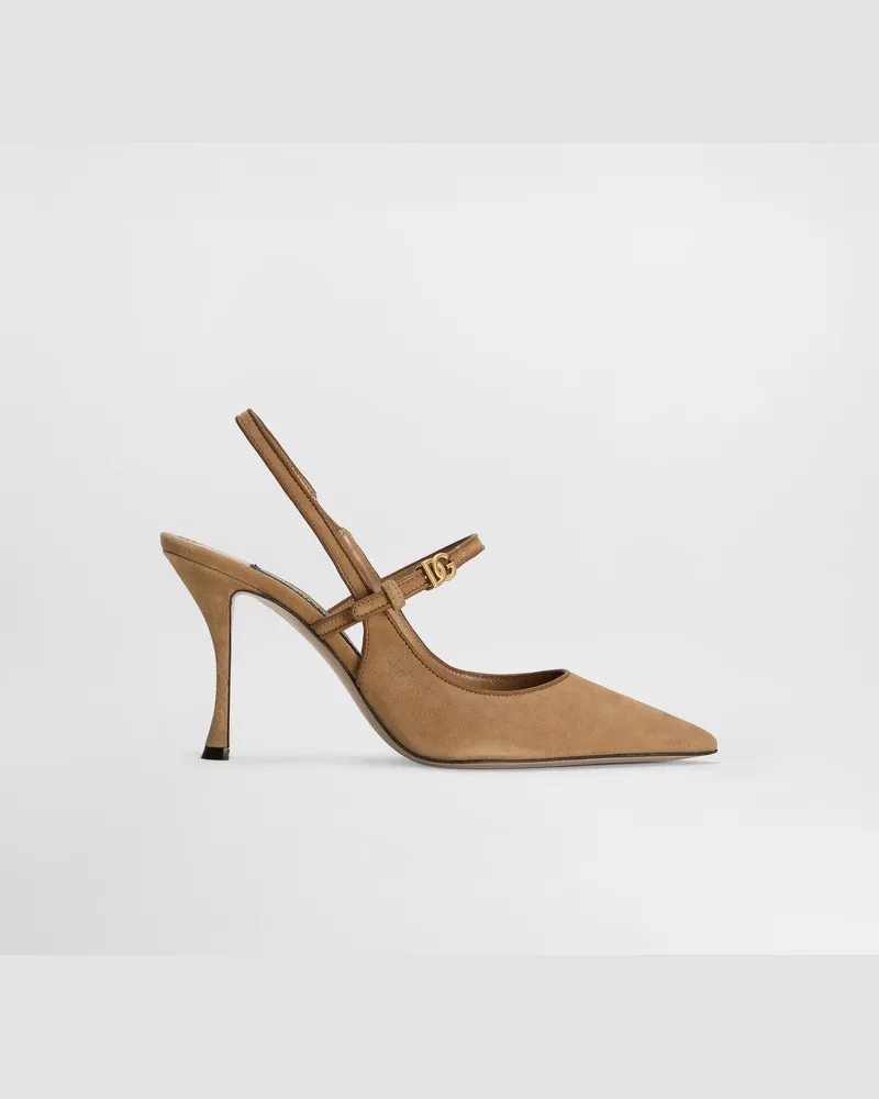 Dolce & Gabbana Slingback Aus Velours- Und Nappaleder - Frau Pumps Und Slingbacks Mehrfarbig Mehrfarbig