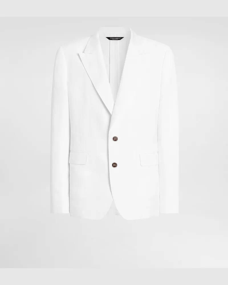 Dolce & Gabbana Jacke Sicilia Light Aus Leinen Mit Einreihiger Knopfleiste - Mann Anzüge Und Blazer Wei Weiss