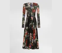 Longuettekleid Mit Tellerrock Aus Chiffon Blumenprint - Frau Kleider Drucken