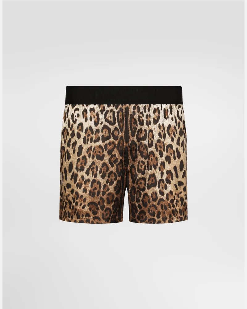 Dolce & Gabbana Shorts Aus Seide Leoprint - Mann Unterwäsche Und Loungewear Animalprint Drucken