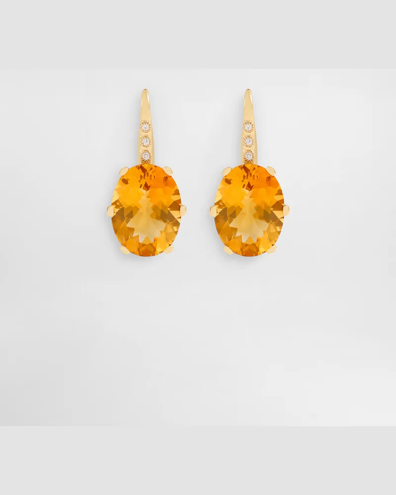 Dolce & Gabbana Anna Earrings In 18-carat Yellow Gold With Citrines And Diamonds - Frau Collection Gold Yellow