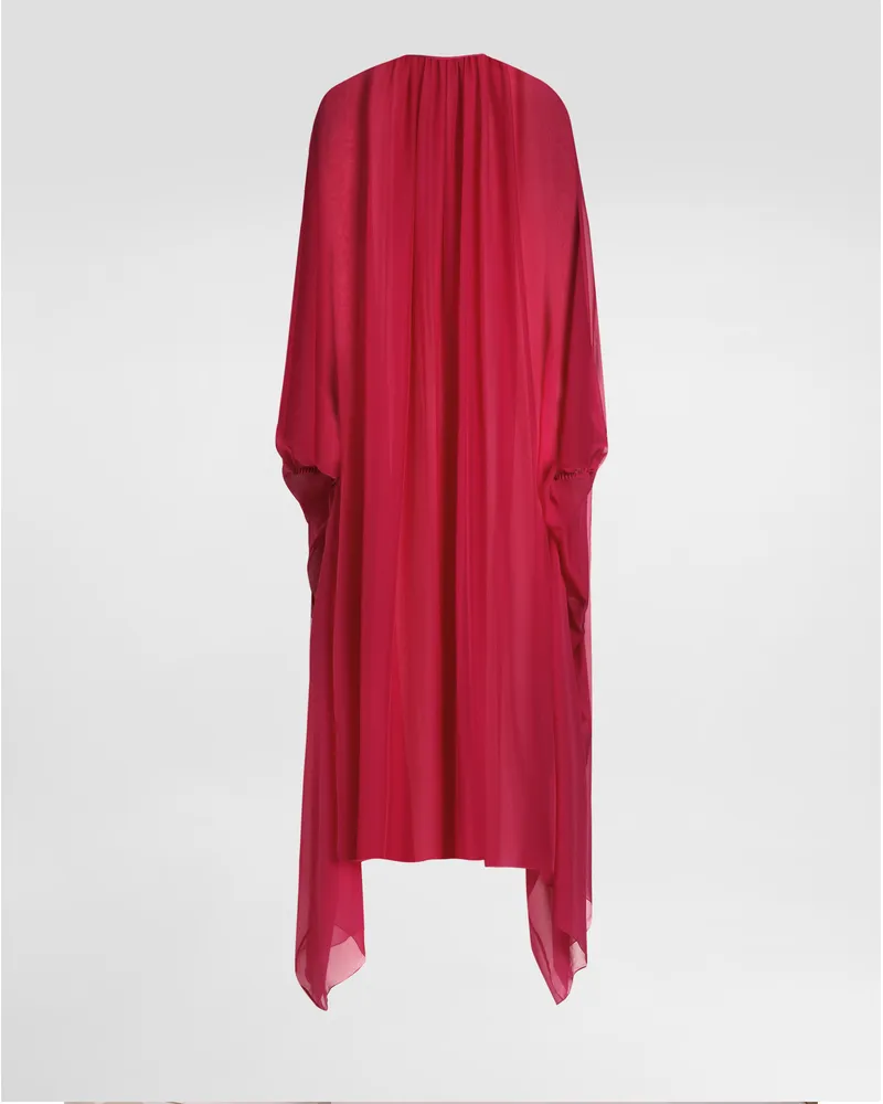 Dolce & Gabbana Langer Kaftan Aus Seidenchiffon Mit Kordelzug - Frau Kleider Violett Seide Violett