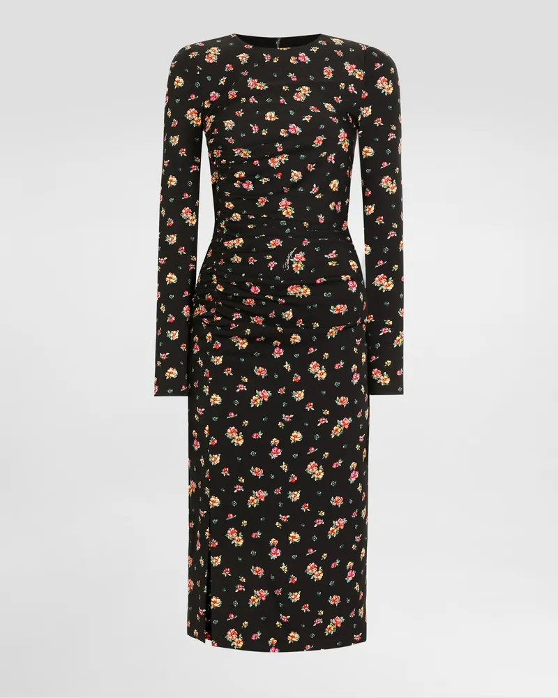 Dolce & Gabbana Kleid Aus Charmeuse Mit Blümchen-print - Frau Kleider Mehrfarbig Mehrfarbig