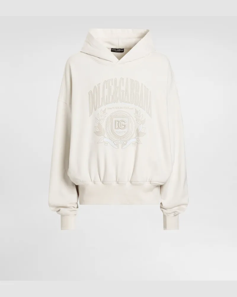 Dolce & Gabbana Kapuzensweatshirt mit Stickerei Sahne