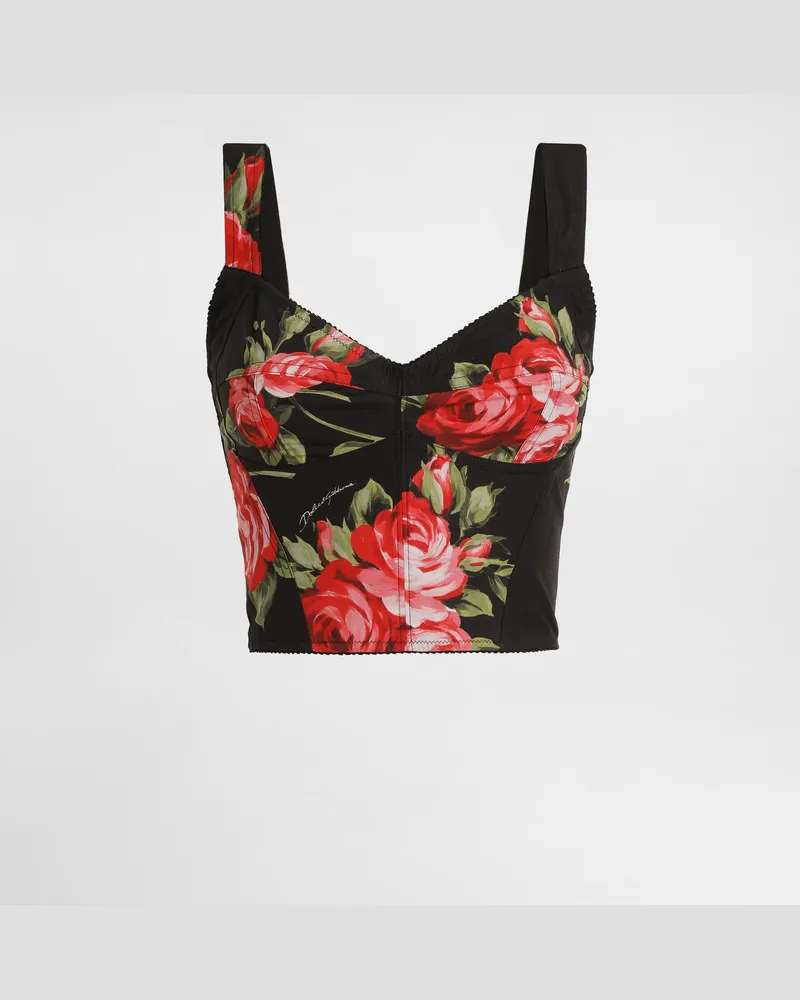 Dolce & Gabbana Bustiertop Mit Rosenbouquet-print - Frau Blusen Und Tops Mehrfarbig Mehrfarbig