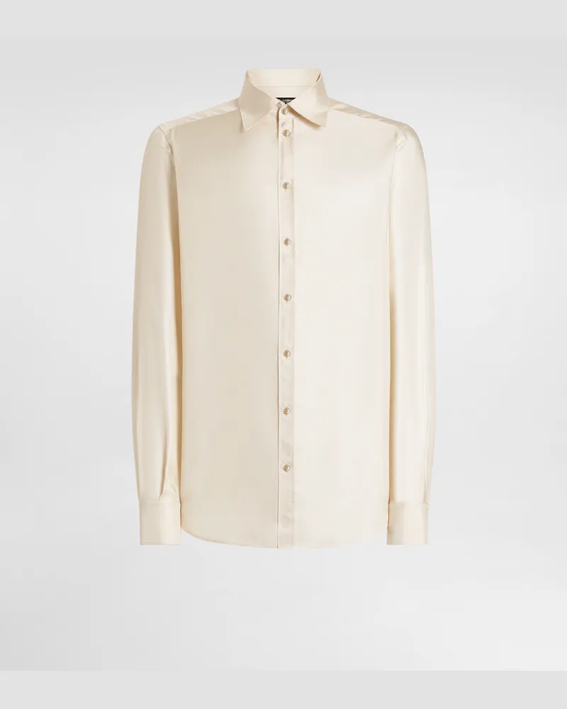 Dolce & Gabbana Martini Shirt In Silk Twill - Mann Hemden Beige Beige