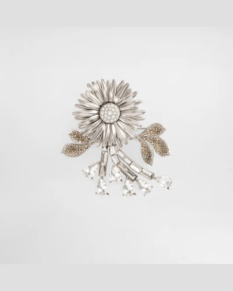 Dolce & Gabbana Blumenbrosche Mit Strasssteinen - Mann Bijoux Silber Metall Silver