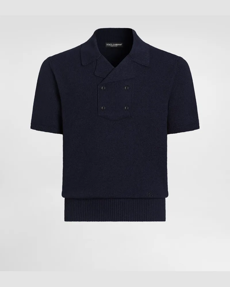 Dolce & Gabbana Cotton-linen Polo Shirt - Mann Strickwaren Blau Blau
