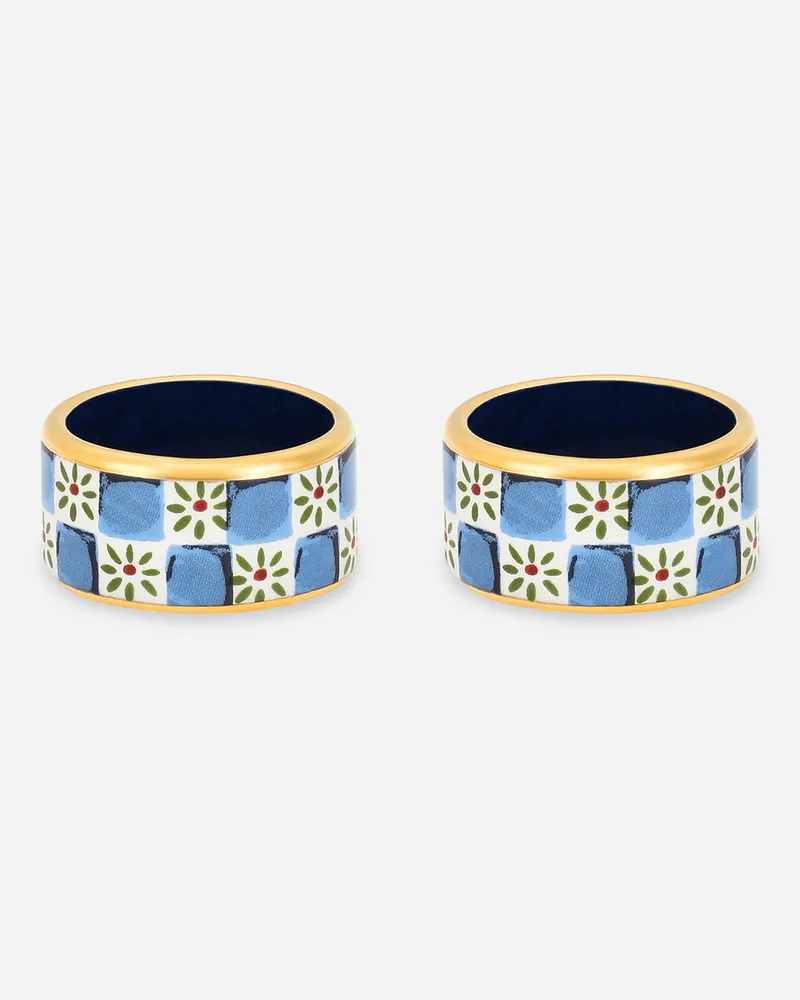 Dolce & Gabbana Set Mit 2 Kleinen Serviettenringen Aus Porzellan - Serviettenringe Mehrfarbig Mehrfarbig