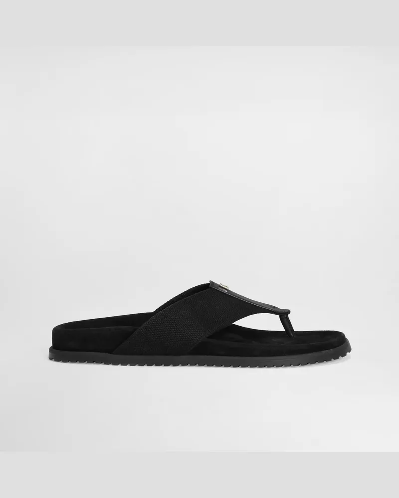 Dolce & Gabbana Zehentrenner Aus Stoff - Mann Sandalen Und Slides Schwarz Schwarz