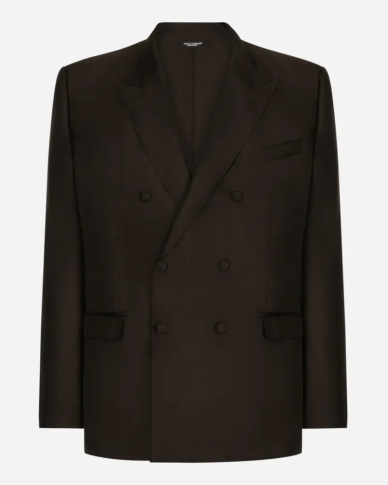 Dolce & Gabbana Zweireihige Jacke Taormina Aus Seide - Mann Anzüge Und Blazer Mehrfarbig Brown